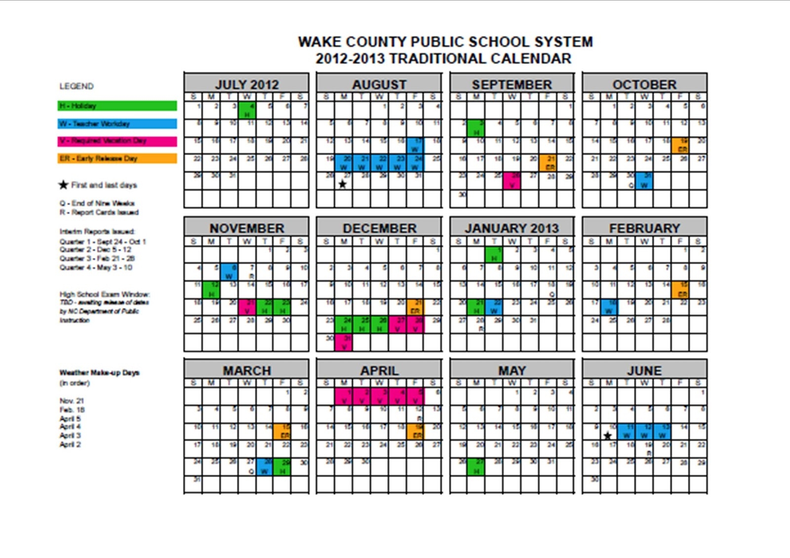 Wcpss Traditional Calendar Qualads