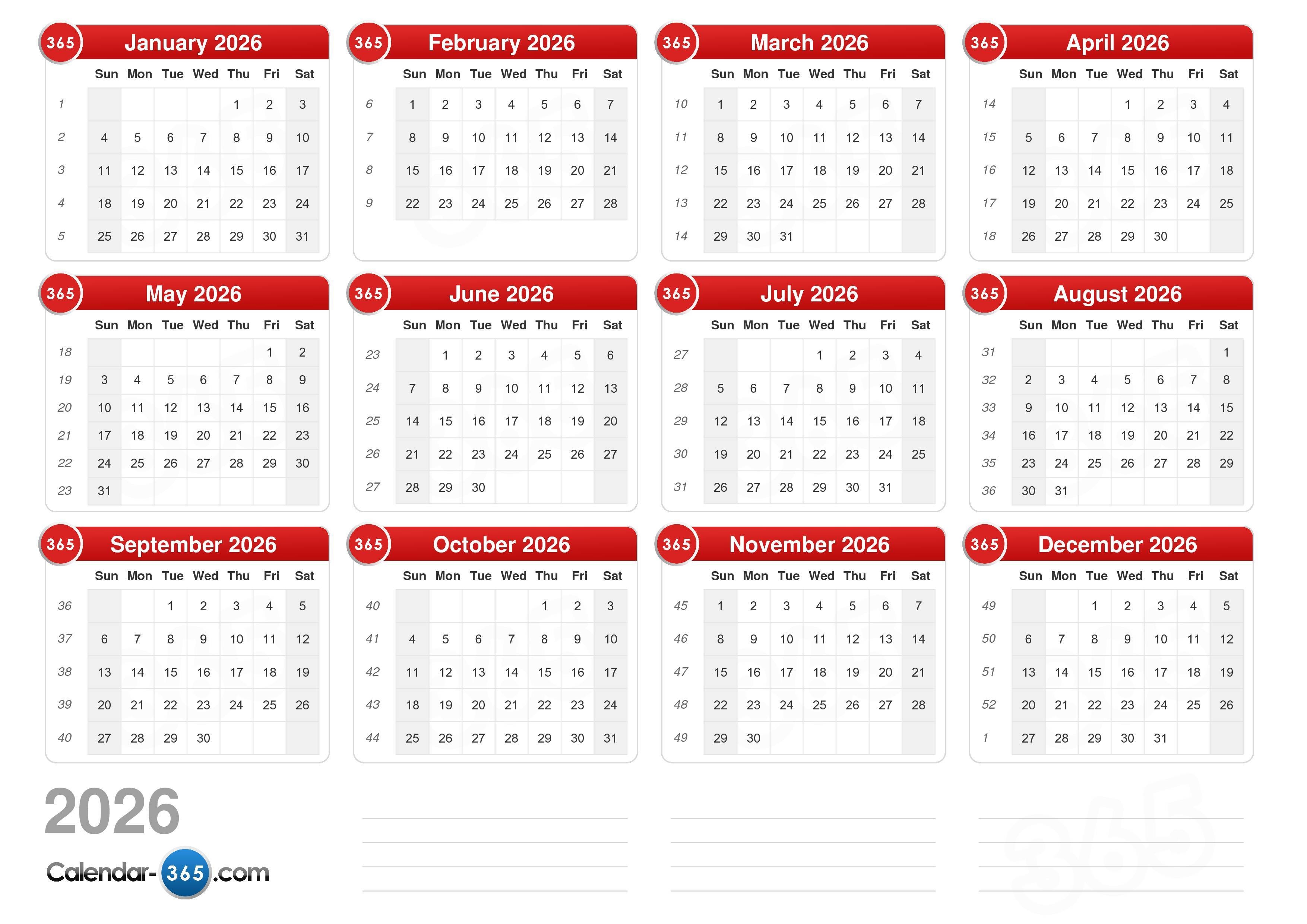 Online Calendar 2026 With Week Numbers Qualads