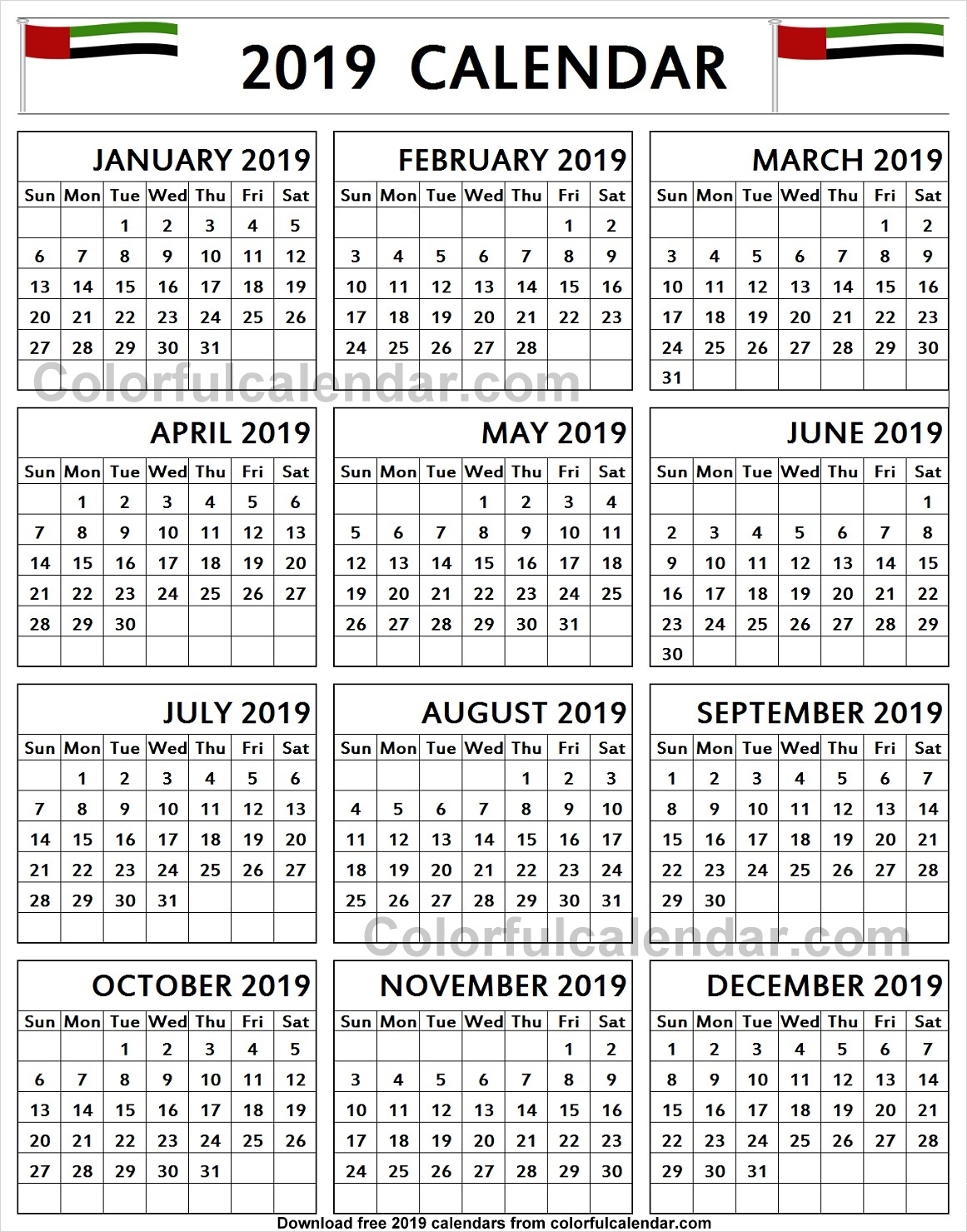 2019 Uae Calendar Qualads