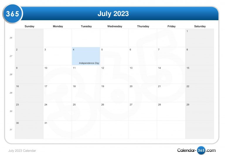 July 2023 Calendar | Qualads