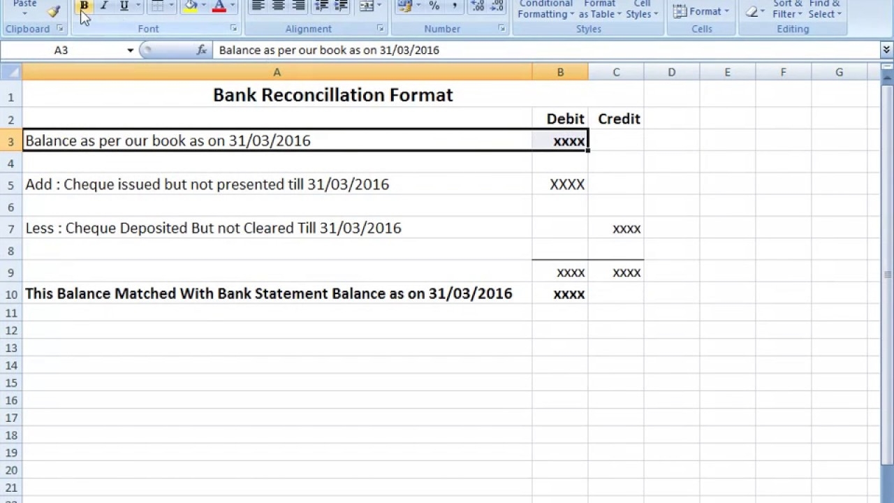 Bank Reconciliation Statement Excel Template Xls Microsoft Excel My 