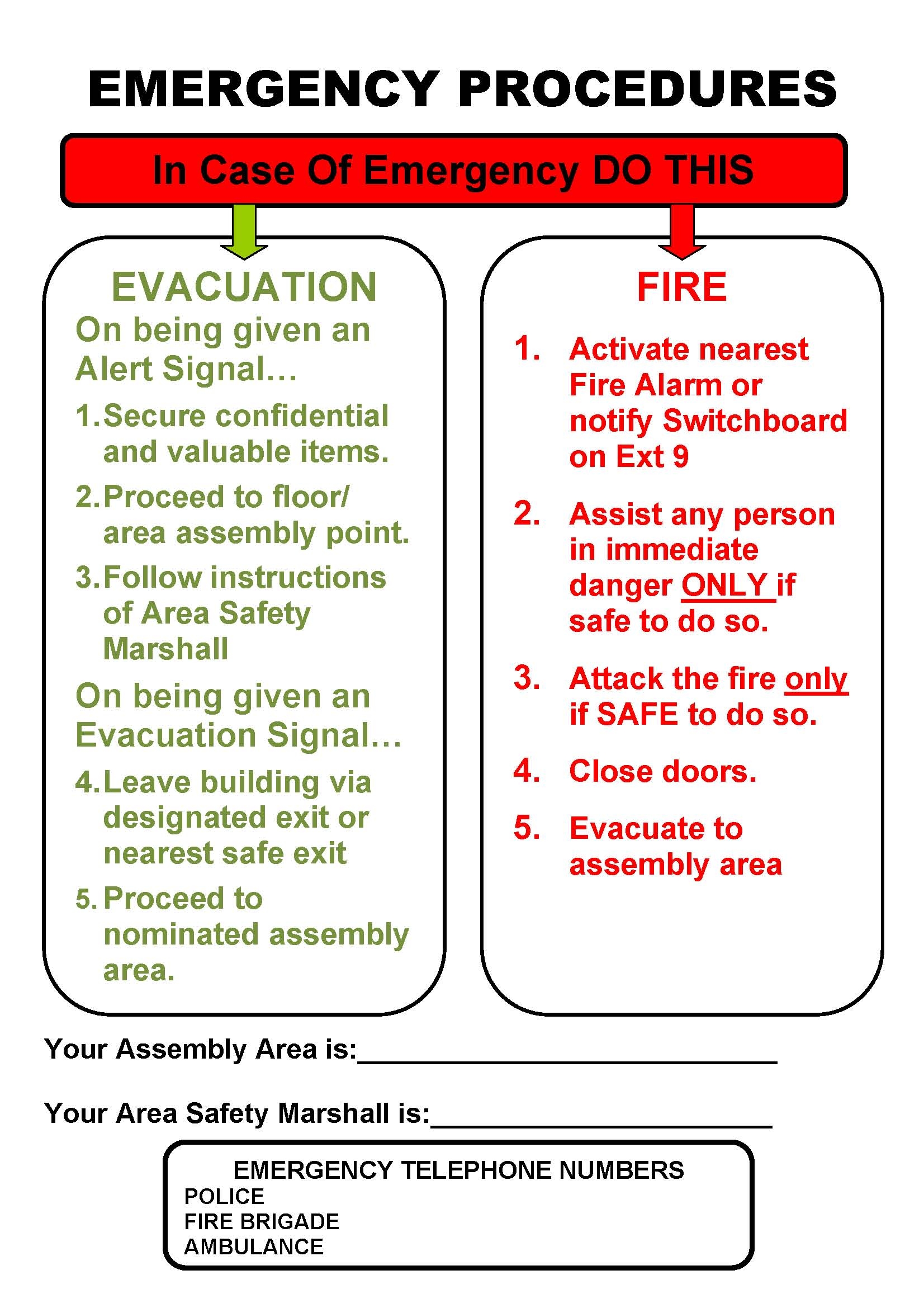 Fire Emergency Action Plan Template Qualads