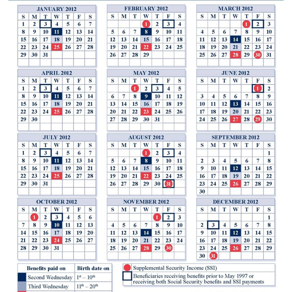 2012 Social Security Disability Ssi Benefits Pay Calendar