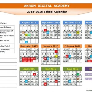 2015 2016 Ada School Calendar Akron Digital