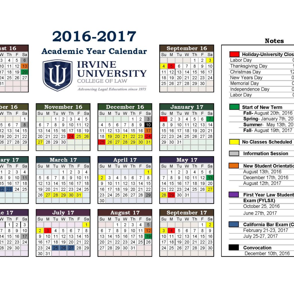 2016 2017 Academic Calendar Iu