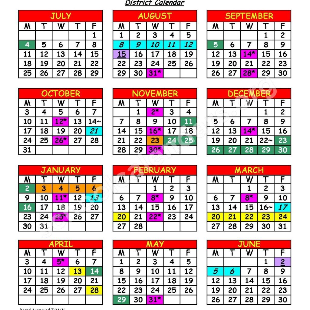 2016 2017 District Calendar Duval County Public Schools