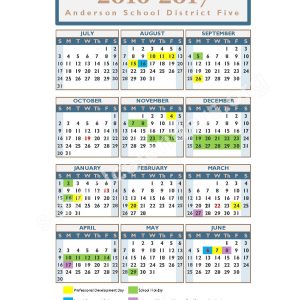 2016 2017 School Calendar Anderson School District 5 Anderson Sc