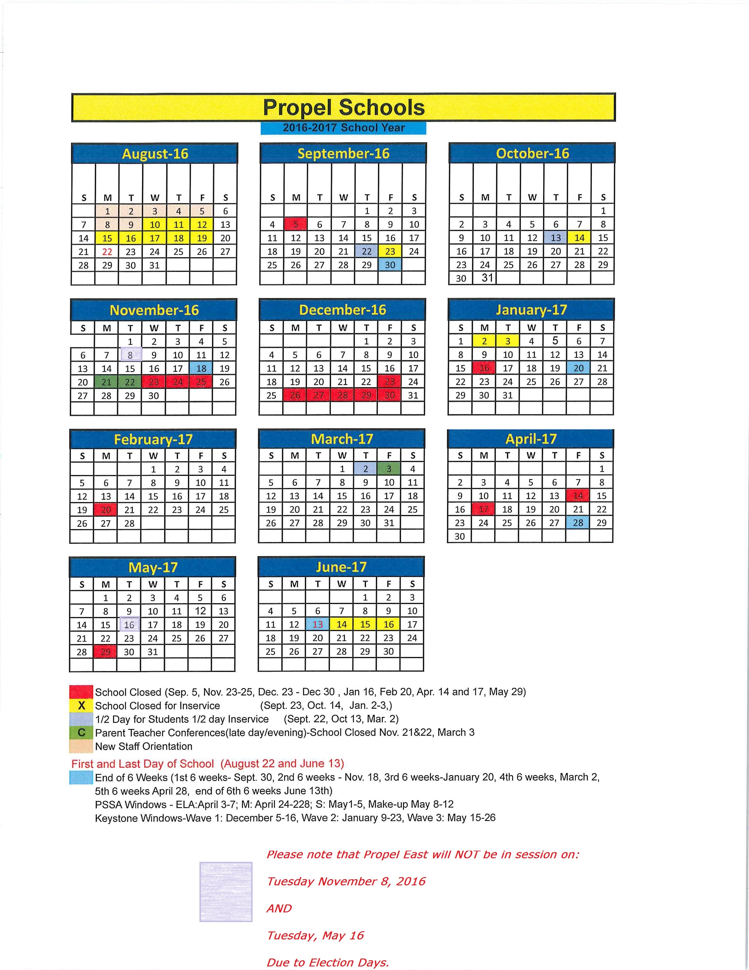 2016 2017 School Calendar