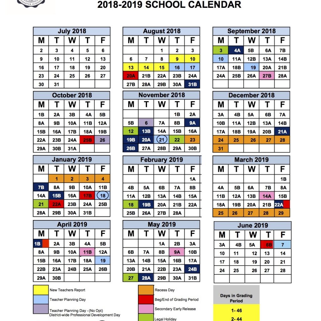 2018 2019 School Calendar