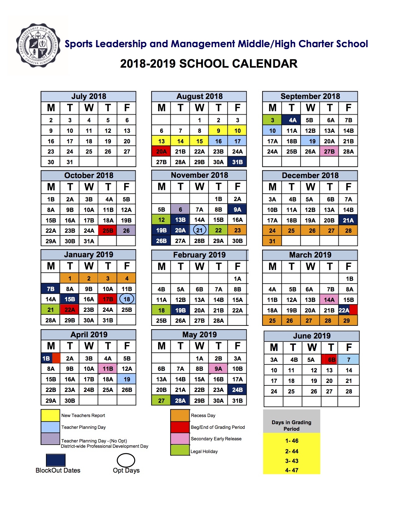 2018 2019 School Calendar 