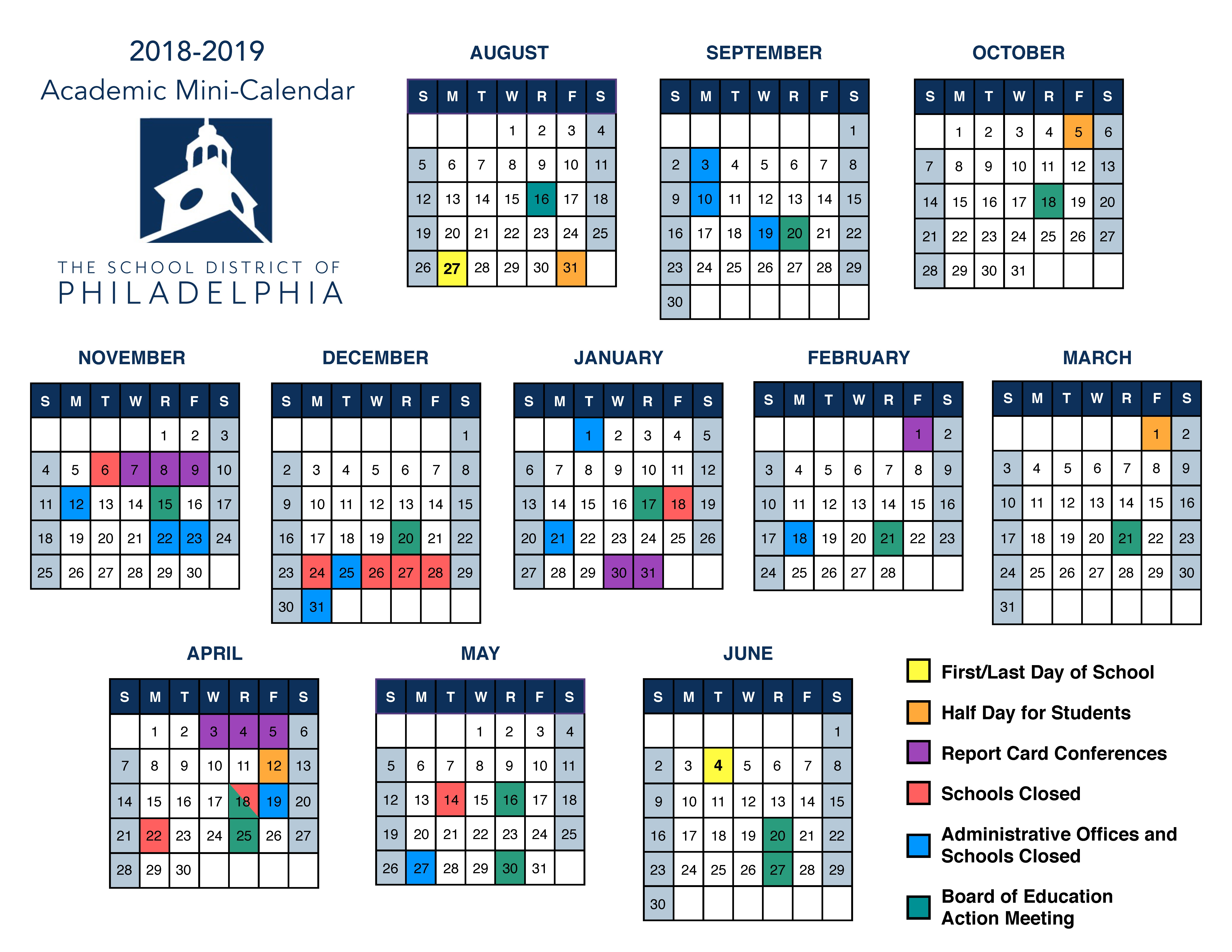 2018 2019 School Year Calendar Benjamin Franklin High School