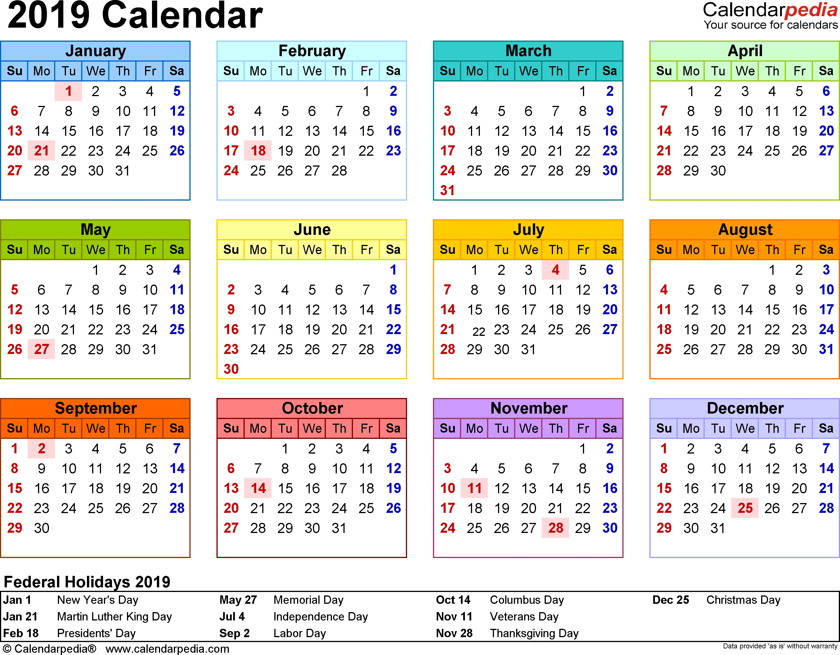 2019 Calendar Download 17 Free Printable Excel Templates Xlsx 