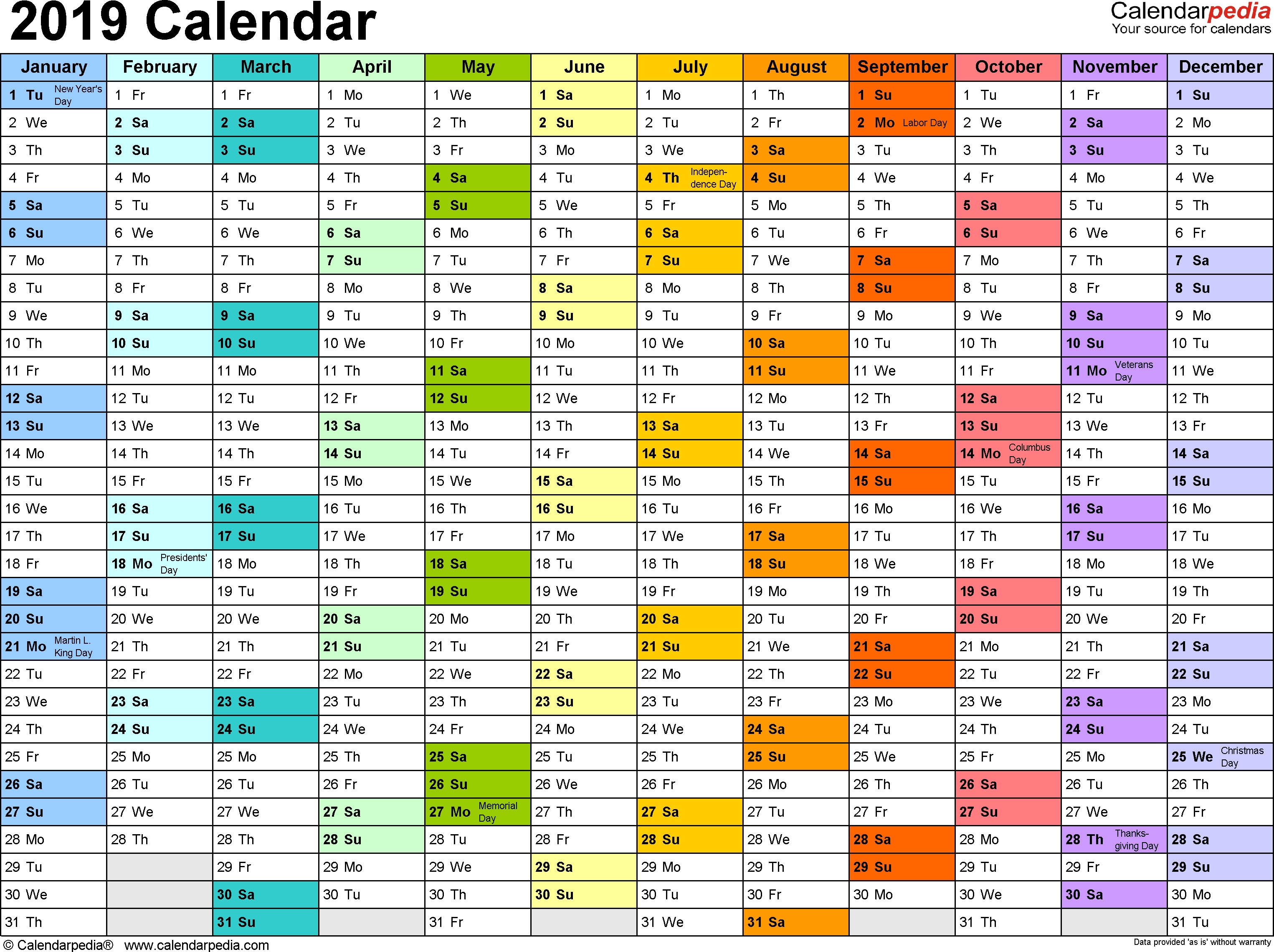 2019 Calendar Download 17 Free Printable Excel Templates Xlsx 