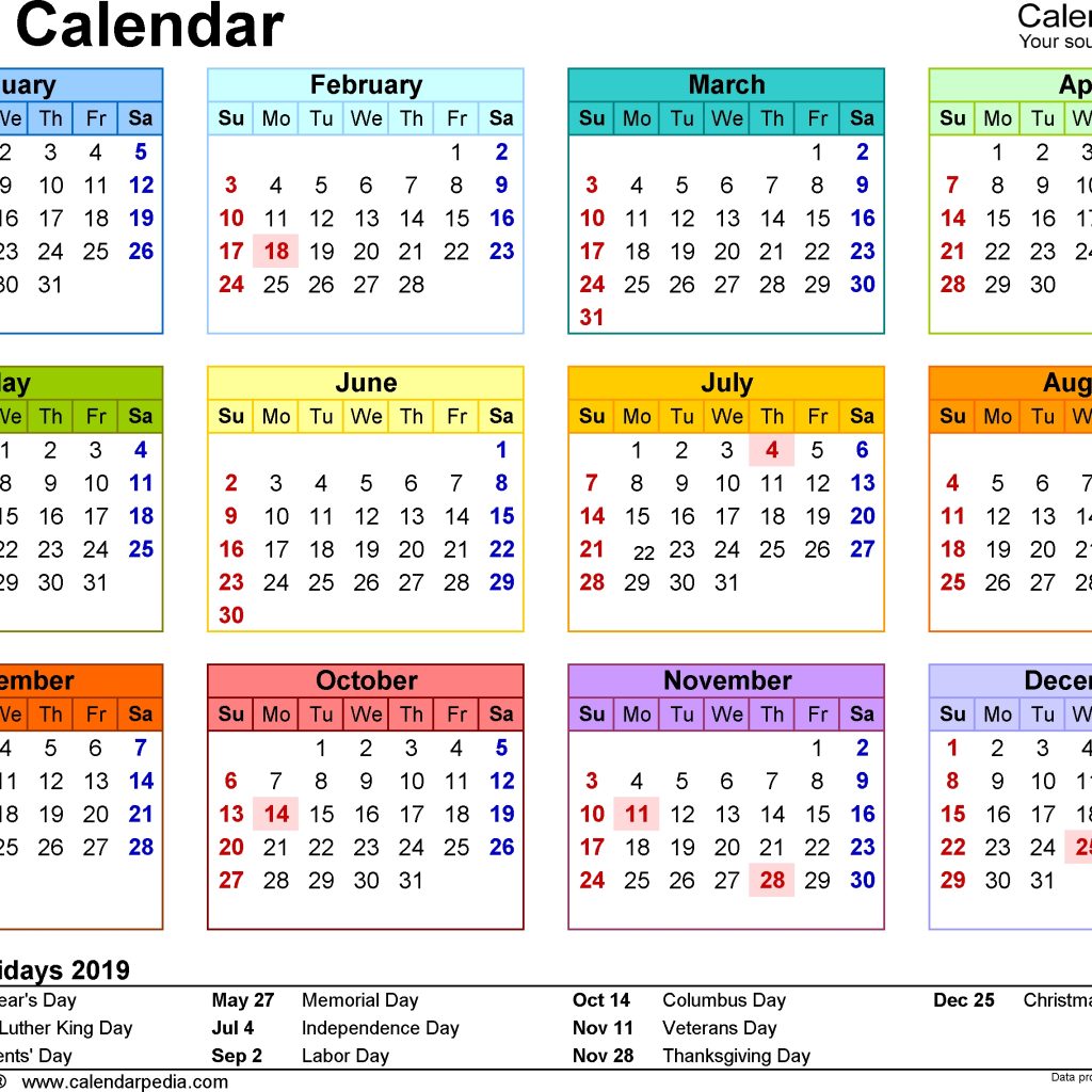 2019 Calendar Download 17 Free Printable Excel Templates Xlsx