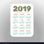 2019 Calendar Template For Pocket Calendar Basic Vector Image