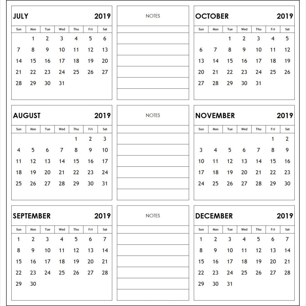 2019 Half Year Print Calendar 2019 Calendars Calendar 2019