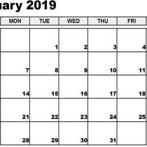 2019 January Calendar Excel Free Calendar Templates Worksheets