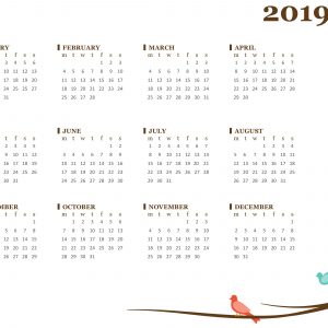 2019 Yearly Calendar Mon Sun