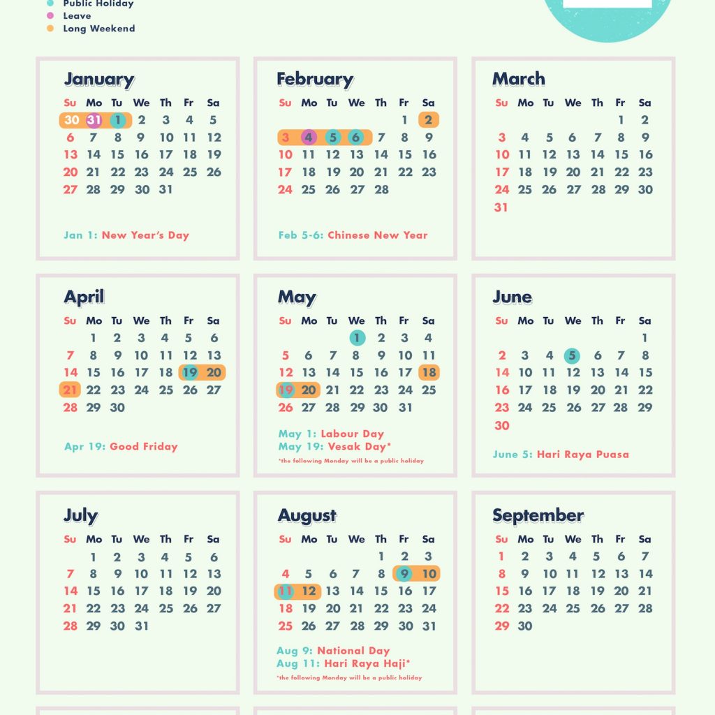 6 Long Weekends In Singapore In 2019 Bonus Calendar Cheatsheet