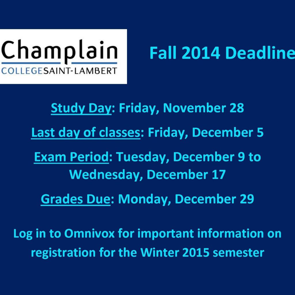 Academic Calendar 2014 15 Champlain College Saint Lambert