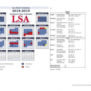 Academic Calendar Lee Scott Academy