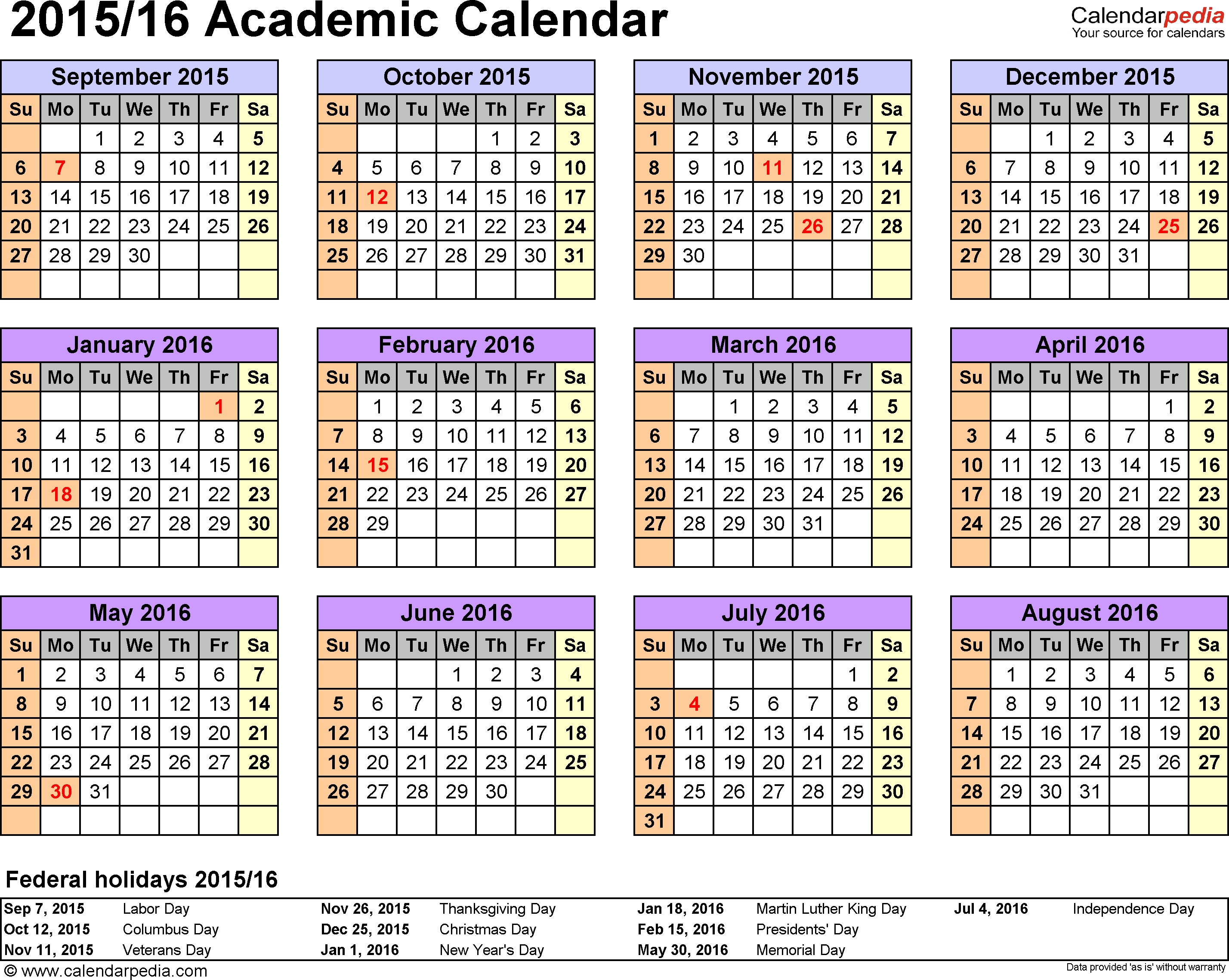 Academic Calendar Yangah Solen 