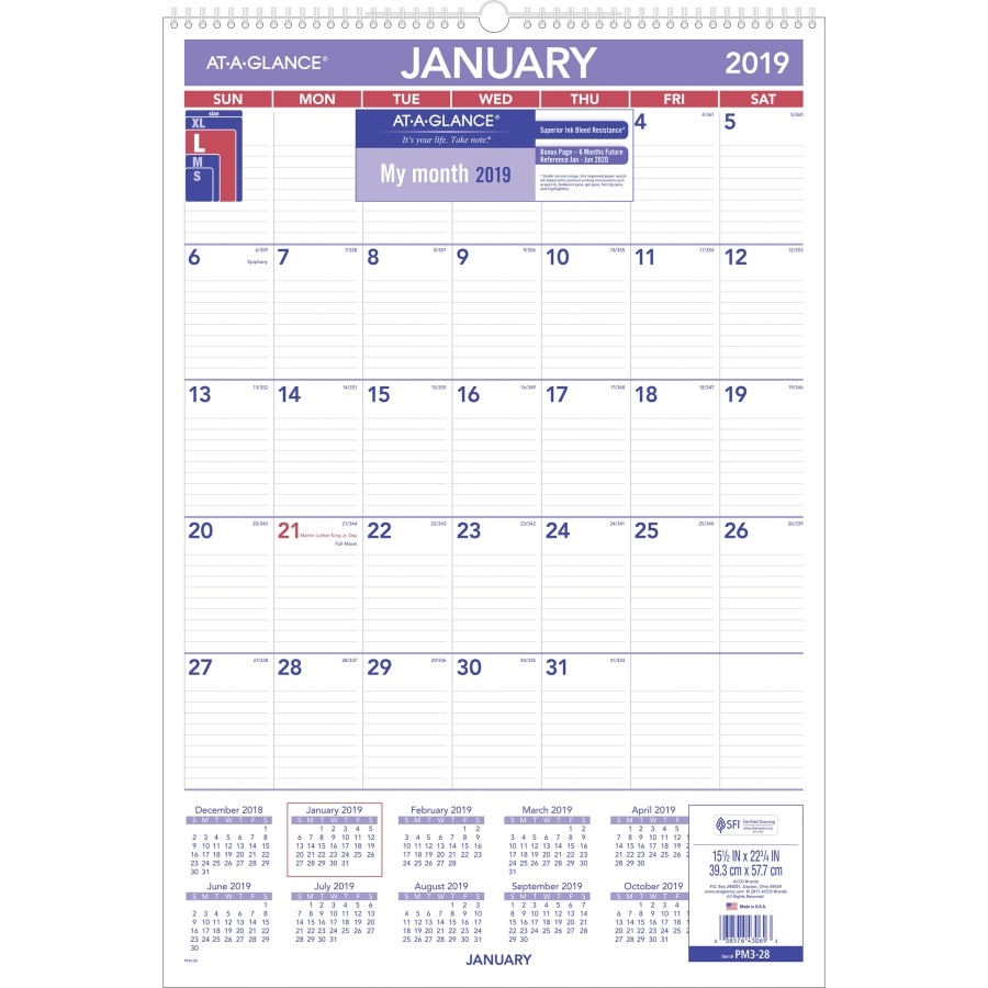 At A Glance Recycled Monthly Wall Calendar Icc Business Products