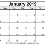 Blank January 2019 Calendar Templates Calenndar