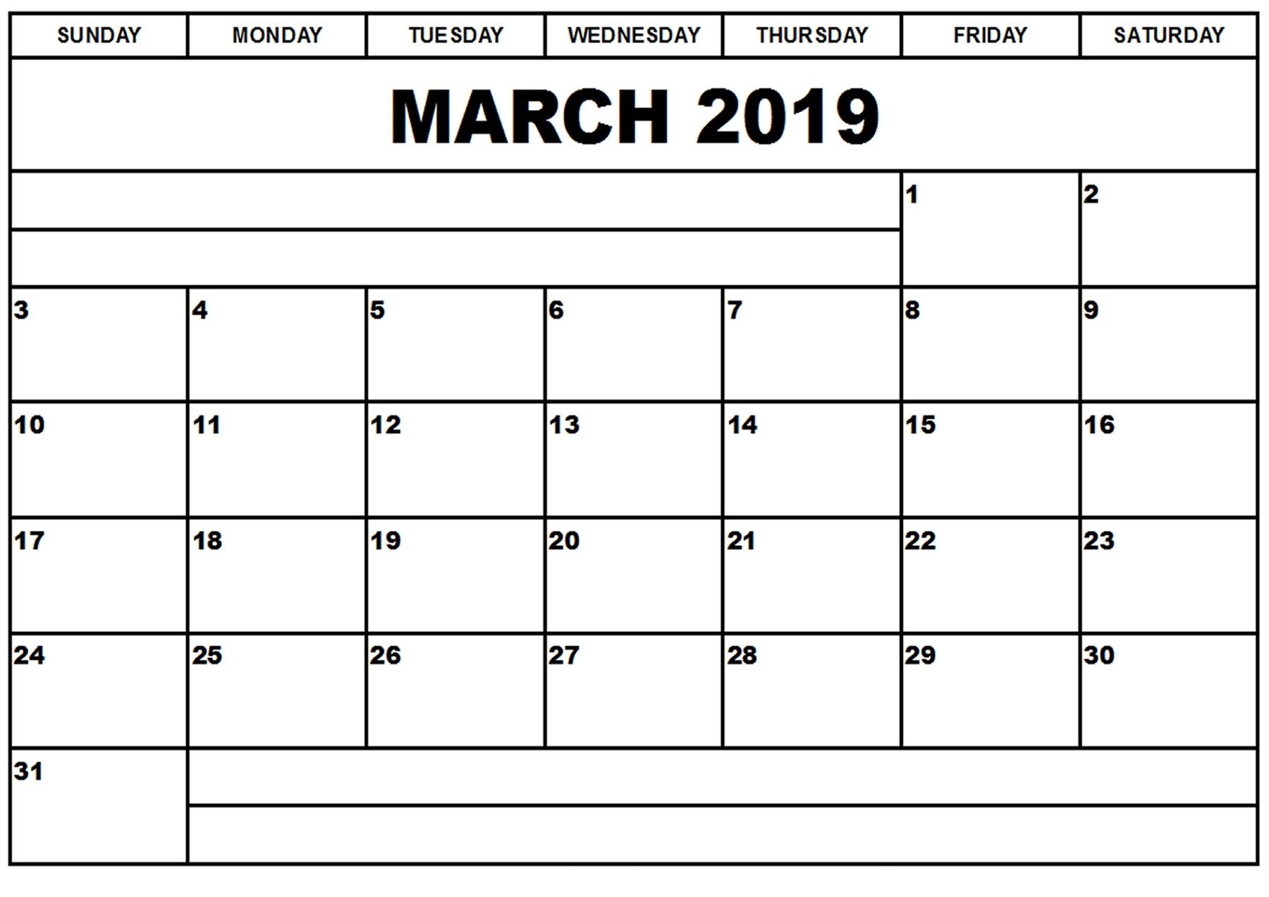 Blank Printable Calendar March 2019 Printableshelter Calendar