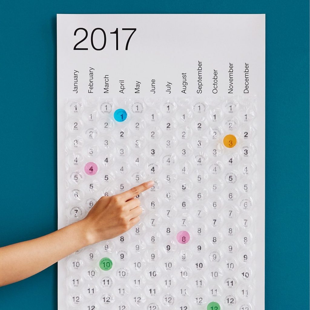 Bubble Wrap Calendar 2017