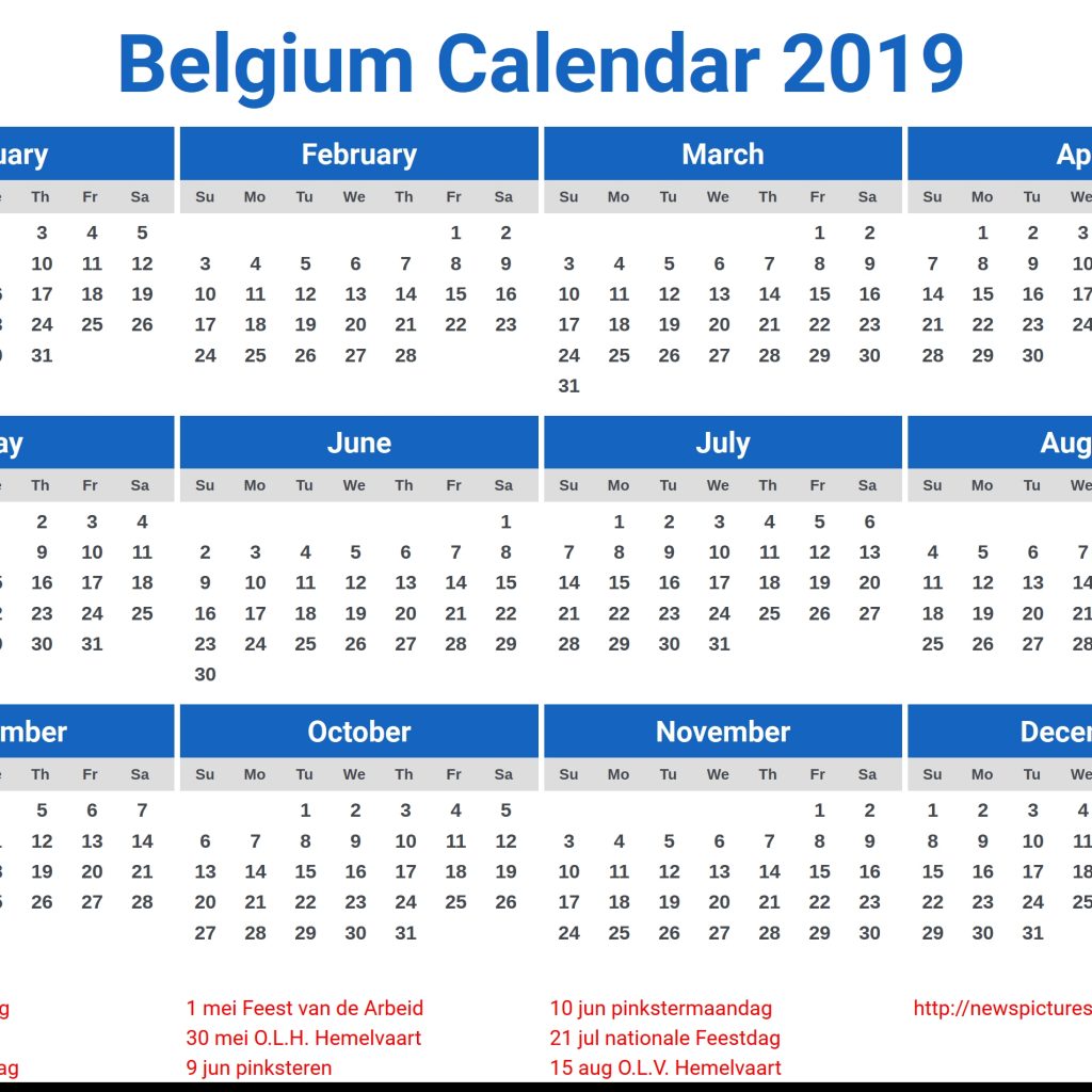 Calendar 2019 Belgium Home Design Decorating Ideas