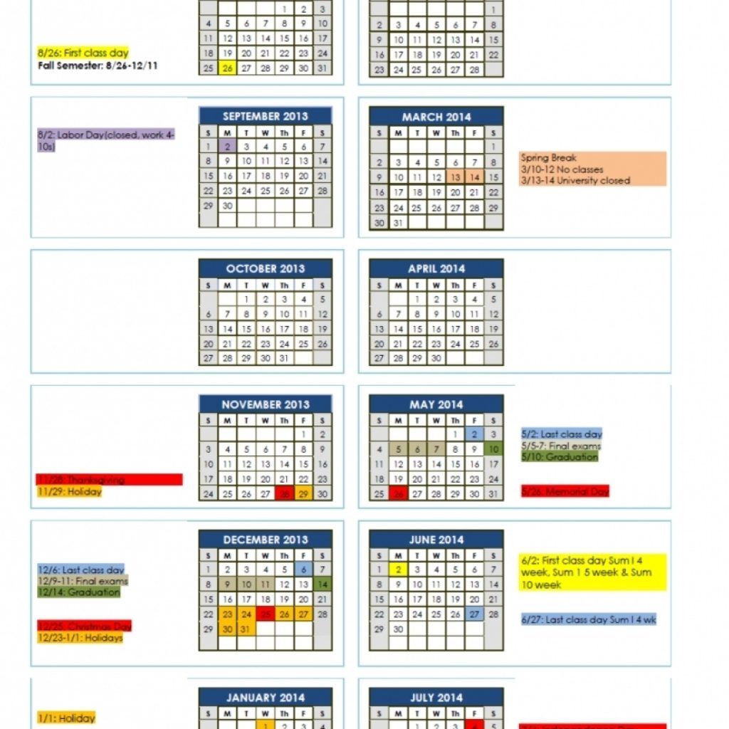 Calendar Academic Calendar Template