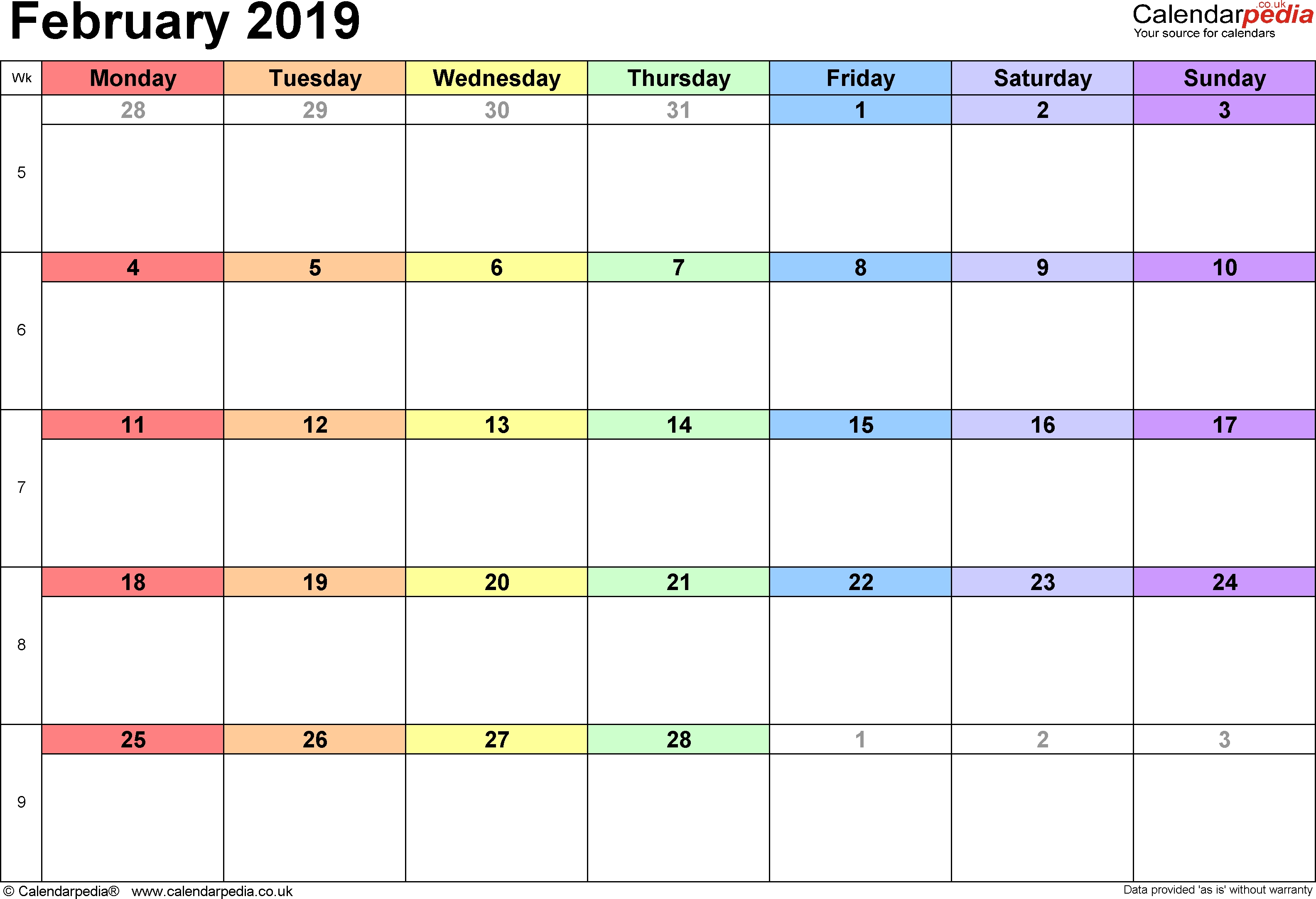 Calendar February 2019 Uk Bank Holidays Excelpdfword Templates