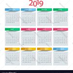 Calendar For 2019 Year Design Print Royalty Free Vector