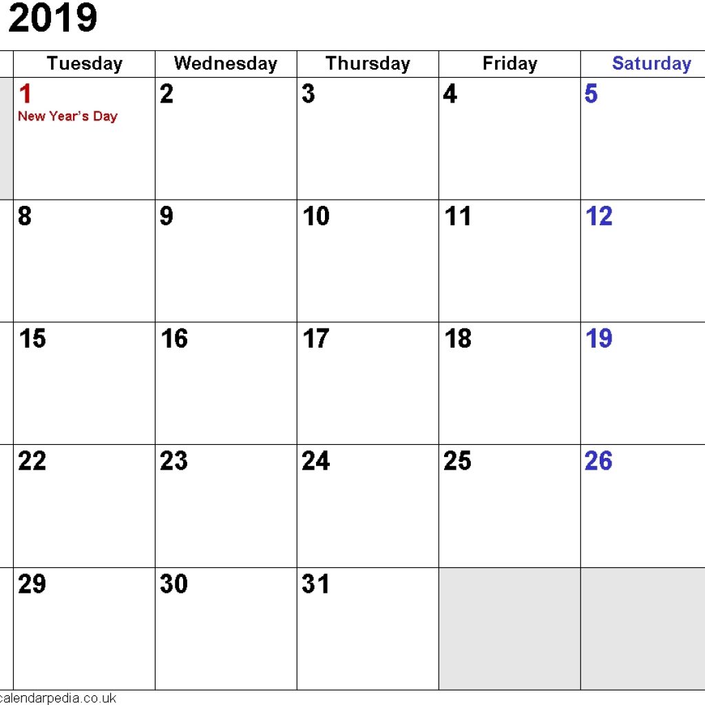 Calendar January 2019 Uk Bank Holidays Excelpdfword Templates