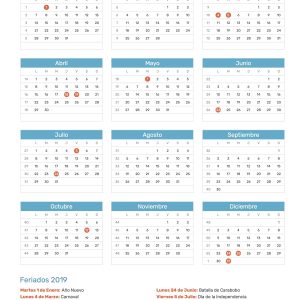 Calendario Venezuela Ao 2019 Feriados