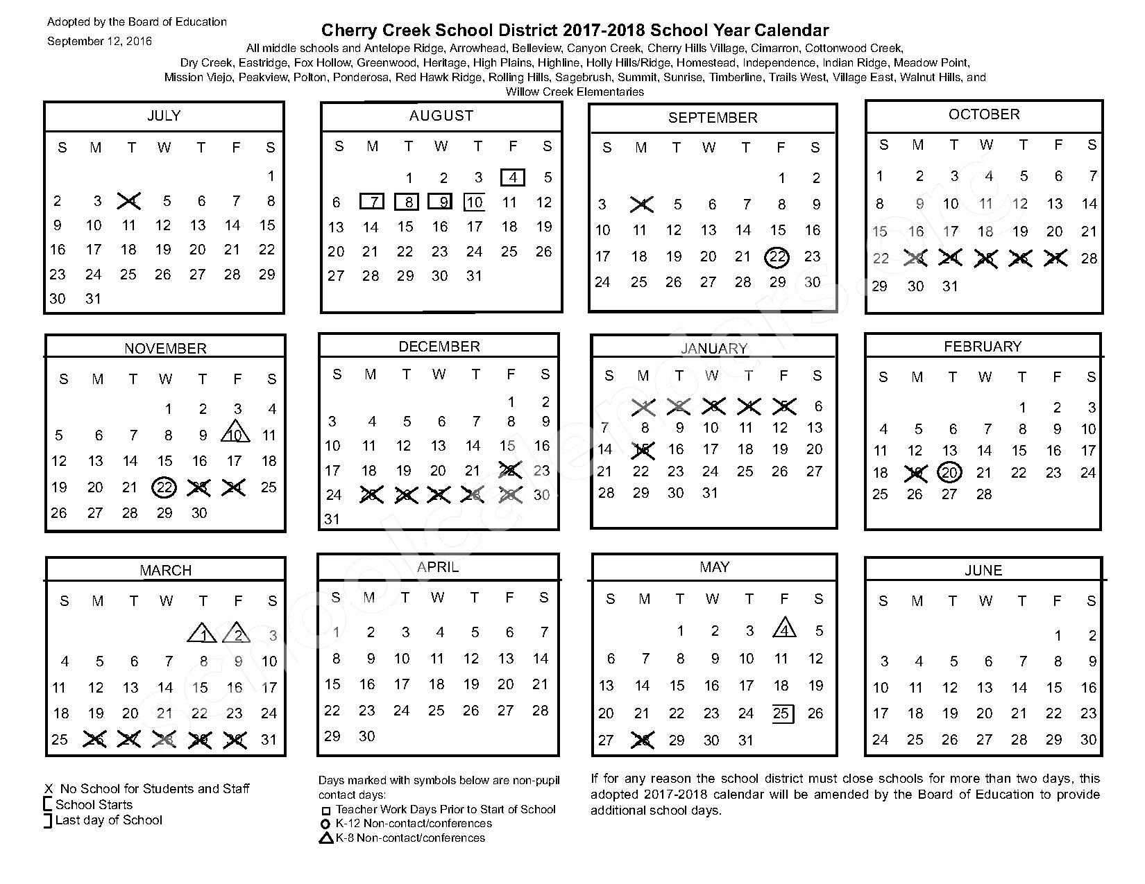 Cherry Creek School District Calendars Greenwood Village Co 