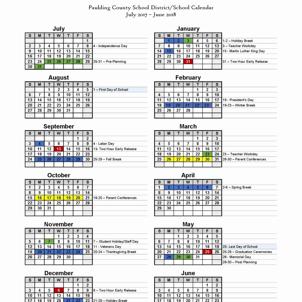 Cobb County Calendar Back To School 2017 In Cobb Paulding Counties