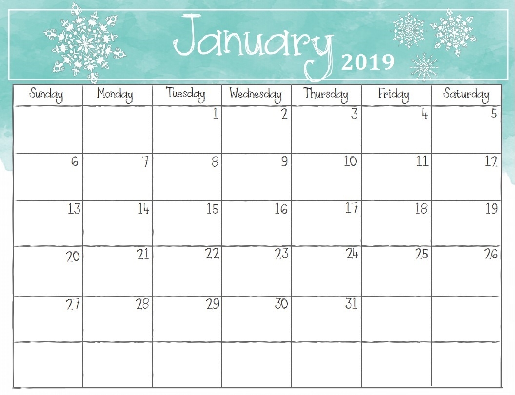 Cute Calendar For January 2019 Printable Calendar Templates