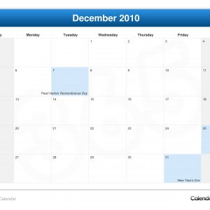 December 2010 Calendar