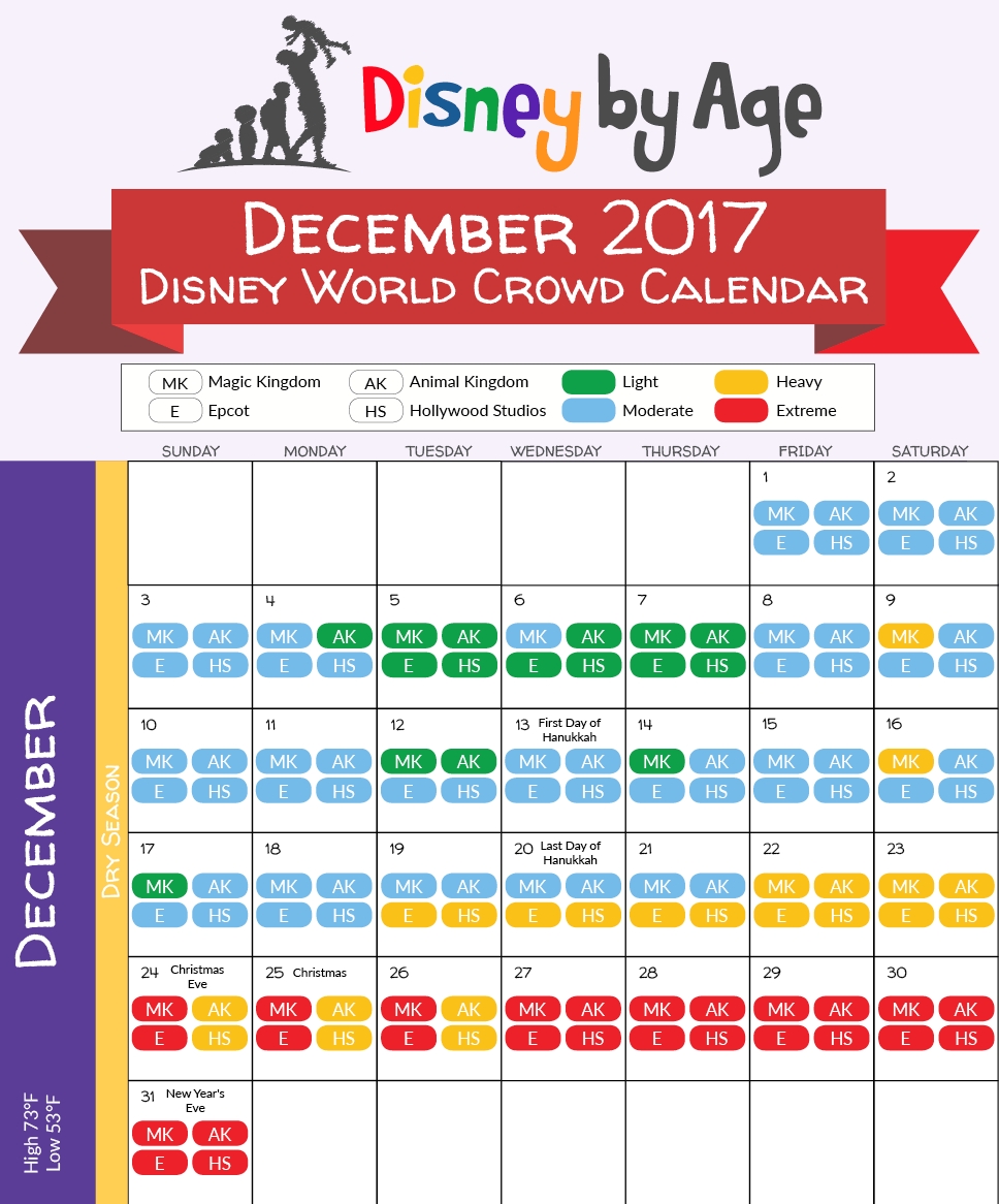 December 2017 Disney World Crowd Calendar Disneyland Tips Tricks