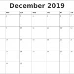 December 2019 Calendar Month