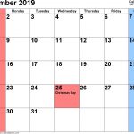 December 2019 Calendars For Word Excel Pdf