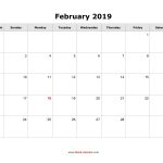 Download February 2019 Blank Calendar Horizontal