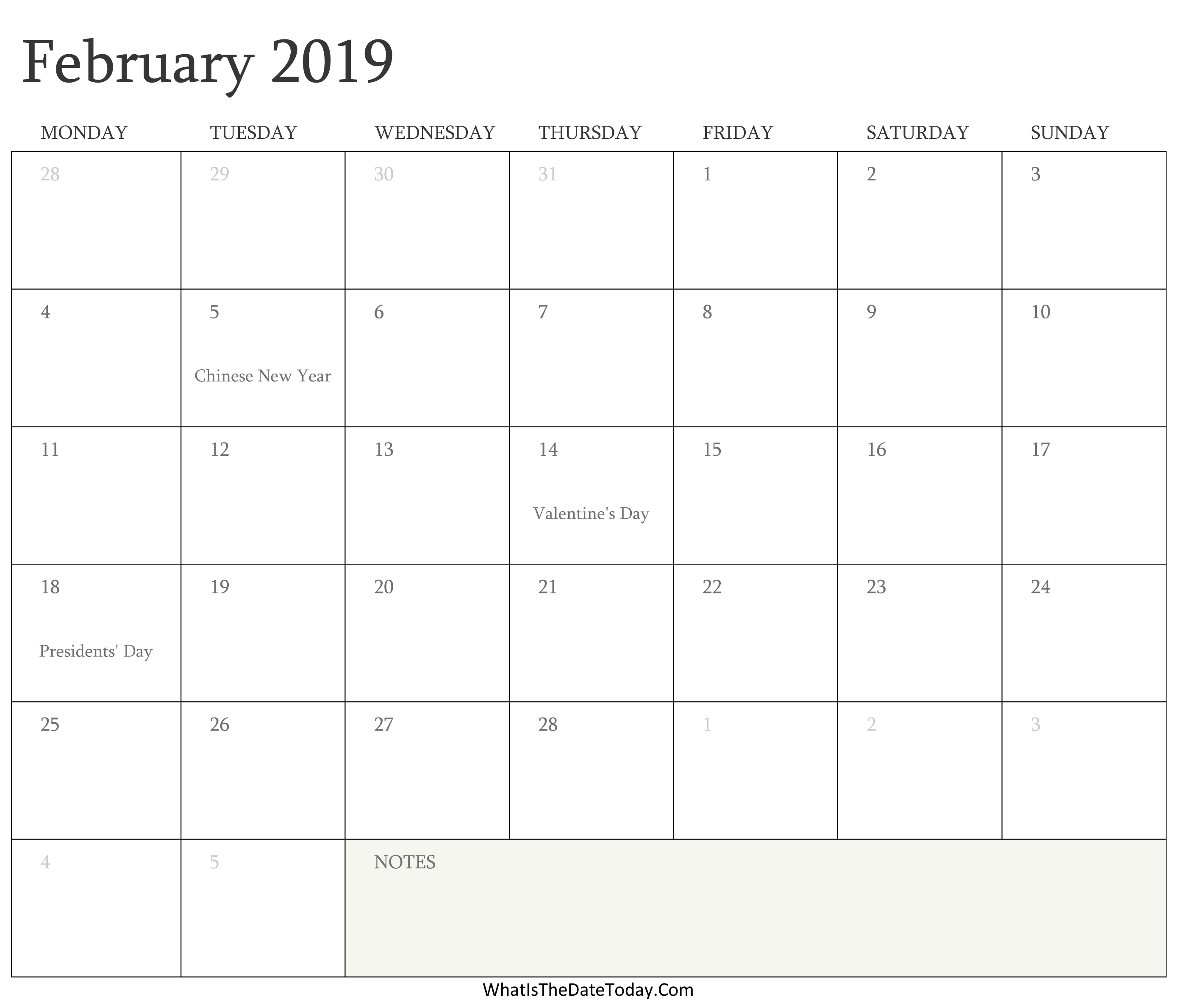 Editable Calendar February 2019 With Holidays 50 Best February 