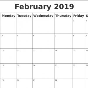 February 2019 Blank Printable Calendar February 2019 Blank Calendar