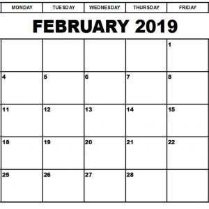 February 2019 Calendar Customized Free Printable February 2019