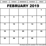 February 2019 Calendar Pdf Word Excel Printable Calendar Free