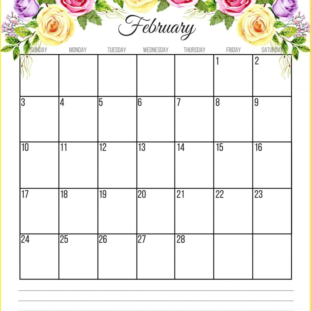 Floral February 2019 Calendar Monthly Templates Free Download Hd