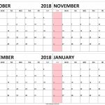 Four Monthly October November December 2018 January 2019 Calendar